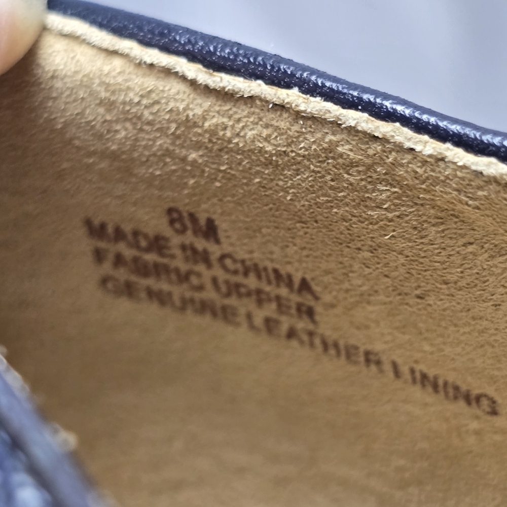 Talbots Gingham Navy Plaid Nautical Genuine Leather Lining Flats Summer, Sz 8 - Picture 9 of 9